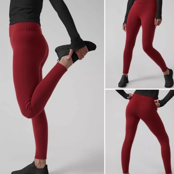Athleta Pants - Athleta altitude Tight Bnwt Fleece Lined Red Leggings Small